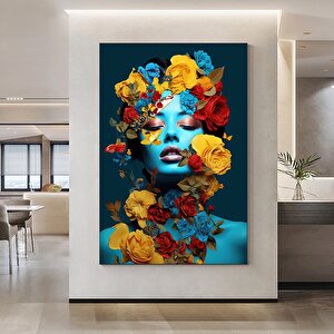 Çiçekli Kadın Portresi – Başında Çiçek Taçlı Kadın Kanvas – Moda Ve Sanat