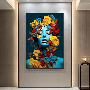Çiçekli Kadın Portresi – Başında Çiçek Taçlı Kadın Kanvas – Moda Ve Sanat