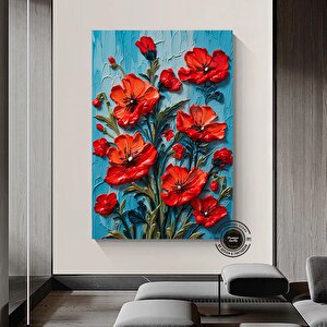 Renkli Lale Kanvas Tablosu, Renkli Çiçek Duvar Sanatı, Lale Sanatı, Renkli Baskı 50x70 cm