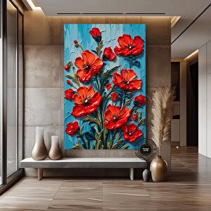 Renkli Lale Kanvas Tablosu, Renkli Çiçek Duvar Sanatı, Lale Sanatı, Renkli Baskı 50x70 cm