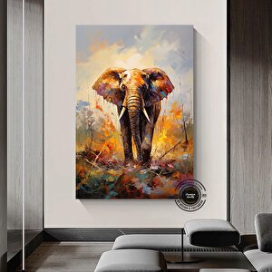 Renkli Fil Baskısı; Renkli Soyut Fil Tablosu; Fil Kanvas Duvar Sanatı; Yatak Üstü Dekoru 60x120 cm