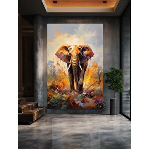 Renkli Fil Baskısı; Renkli Soyut Fil Tablosu; Fil Kanvas Duvar Sanatı; Yatak Üstü Dekoru