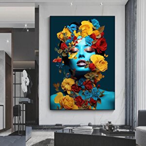 Çiçekli Kadın Portresi – Başında Çiçek Taçlı Kadın Kanvas – Moda Ve Sanat 40x60 cm