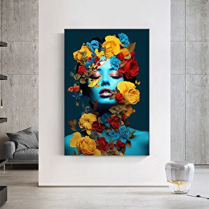 Çiçekli Kadın Portresi – Başında Çiçek Taçlı Kadın Kanvas – Moda Ve Sanat
