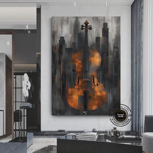Keman Soyut Duvar Sanatı Kanvas; Keman Duvar Sanatı; Soyut Duvar Sanatı; Keman Sanatı; Müzik Tablosu 40x60 cm