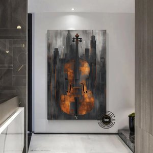 Keman Soyut Duvar Sanatı Kanvas; Keman Duvar Sanatı; Soyut Duvar Sanatı; Keman Sanatı; Müzik Tablosu 40x60 cm
