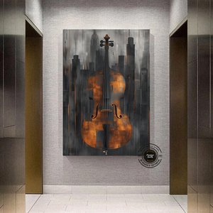 Keman Soyut Duvar Sanatı Kanvas; Keman Duvar Sanatı; Soyut Duvar Sanatı; Keman Sanatı; Müzik Tablosu 40x60 cm