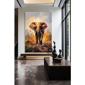 Renkli Fil Baskısı; Renkli Soyut Fil Tablosu; Fil Kanvas Duvar Sanatı; Yatak Üstü Dekoru