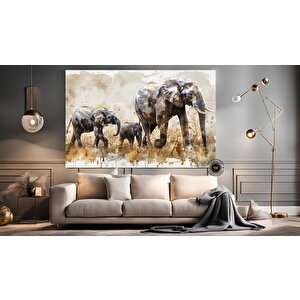 Filler Ailesi Kanvas Tablosu; Afrika Duvar Dekoru; Sürü Posteri