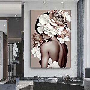 Çiçek Başlıklı Kadın Portresi, Zarif Kadın Temalı Kanvas Baskı, Asılmaya Hazır 60x90 cm