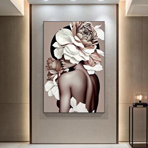 Çiçek Başlıklı Kadın Portresi, Zarif Kadın Temalı Kanvas Baskı, Asılmaya Hazır