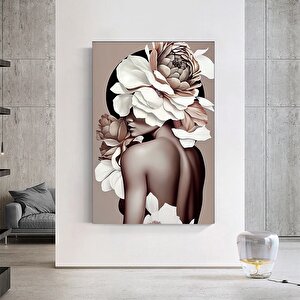 Çiçek Başlıklı Kadın Portresi, Zarif Kadın Temalı Kanvas Baskı, Asılmaya Hazır