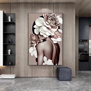 Çiçek Başlıklı Kadın Portresi, Zarif Kadın Temalı Kanvas Baskı, Asılmaya Hazır