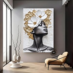 Çiçekli Siyahi Kadın Portresi, Afro-amerikan Sanat, Güzellik Ve Kadın Dekoru