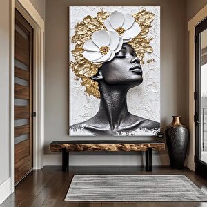 Çiçekli Siyahi Kadın Portresi, Afro-amerikan Sanat, Güzellik Ve Kadın Dekoru