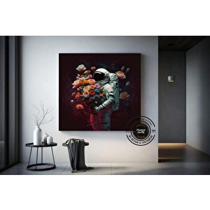 Astronot Çiçek Soyutu Tablo – Çerçeveli Duvar Sanatı