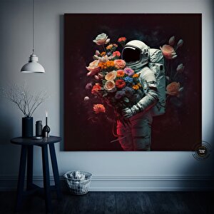 Astronot Çiçek Soyutu Tablo – Çerçeveli Duvar Sanatı