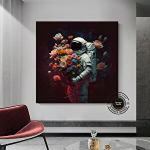 Astronot Çiçek Soyutu Tablo – Çerçeveli Duvar Sanatı