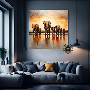 Fil Ailesi Kanvas Tablosu, Büyük Boy Afrika Filleri Temalı Duvar Sanatı