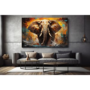 Modern Yağlı Boya Fil Kanvas | Renkli Hayvan Sanatı