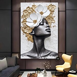 Çiçekli Siyahi Kadın Portresi, Afro-amerikan Sanat, Güzellik Ve Kadın Dekoru