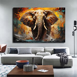 Modern Yağlı Boya Fil Kanvas | Renkli Hayvan Sanatı 70x100 cm