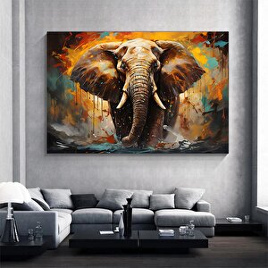 Modern Yağlı Boya Fil Kanvas | Renkli Hayvan Sanatı