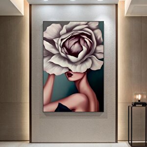 Çiçek Kadın Duvar Sanatı; Gül Başlı Kadın Baskısı; Moda Sanatı; Asmaya Hazır
