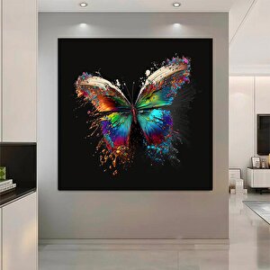 Renkli Kelebek Kanvas Duvar Sanatı; Hayvan Baskılı Kanvas; Kelebek Duvar Dekoru; Renkli Kanvas; Yata