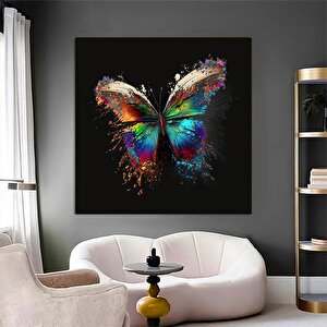 Renkli Kelebek Kanvas Duvar Sanatı; Hayvan Baskılı Kanvas; Kelebek Duvar Dekoru; Renkli Kanvas; Yata 80x80 cm