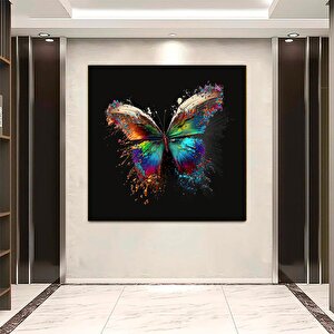 Renkli Kelebek Kanvas Duvar Sanatı; Hayvan Baskılı Kanvas; Kelebek Duvar Dekoru; Renkli Kanvas; Yata 80x80 cm