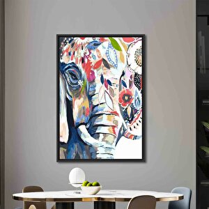 Fil Tablosu Baskısı, Hayvan Temalı Duvar Dekoru, Renkli Fil Sanatı 50x70 cm