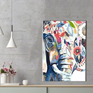 Fil Tablosu Baskısı, Hayvan Temalı Duvar Dekoru, Renkli Fil Sanatı