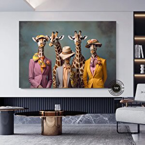 Çiçek Açan Zürafalar Kanvas; Şık Hayvan Dekoru 20x30 cm