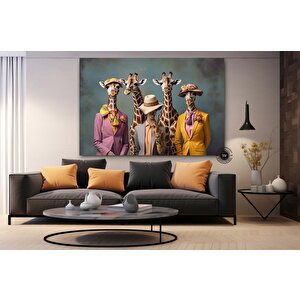 Çiçek Açan Zürafalar Kanvas; Şık Hayvan Dekoru 20x30 cm