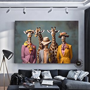 Çiçek Açan Zürafalar Kanvas; Şık Hayvan Dekoru