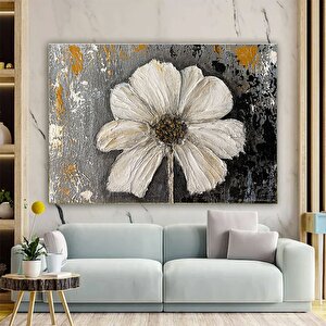 Beyaz Çiçekli Kanvas Tablo – Şakayık Çiçeği; Banyo Duvar Sanatı; Çiçek Tablosu