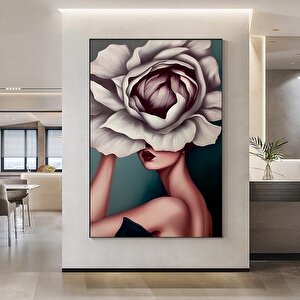Çiçek Kadın Duvar Sanatı; Gül Başlı Kadın Baskısı; Moda Sanatı; Asmaya Hazır