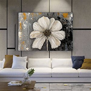 Beyaz Çiçekli Kanvas Tablo – Şakayık Çiçeği; Banyo Duvar Sanatı; Çiçek Tablosu