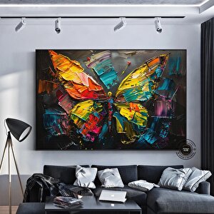 Renkli Yağlı Boya Tarzında Kelebek Kanvas Duvar Sanatı, Renkli Kelebek Kanvas Baskısı, Asılan Kanvas
