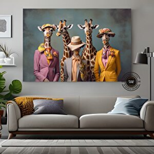 Çiçek Açan Zürafalar Kanvas; Şık Hayvan Dekoru