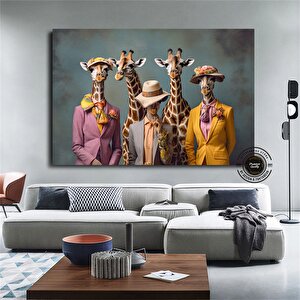 Çiçek Açan Zürafalar Kanvas; Şık Hayvan Dekoru