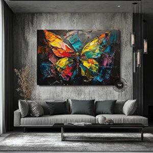 Renkli Yağlı Boya Tarzında Kelebek Kanvas Duvar Sanatı, Renkli Kelebek Kanvas Baskısı, Asılan Kanvas 30x40 cm