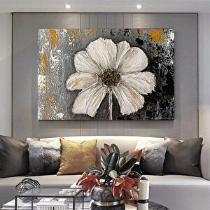 Beyaz Çiçekli Kanvas Tablo – Şakayık Çiçeği; Banyo Duvar Sanatı; Çiçek Tablosu 100x150 cm