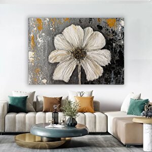Beyaz Çiçekli Kanvas Tablo – Şakayık Çiçeği; Banyo Duvar Sanatı; Çiçek Tablosu 100x150 cm