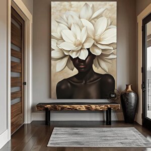 Çiçekli Siyahi Kadın Başı Duvar Sanatı, Afro-amerikan Sanatı, Siyah Sanat, Siyahi Kız Baskısı