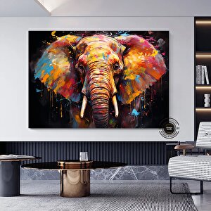 Fil Kanvas Tablo, Renkli Pop Art Fil Tablosu, Afrika Fil Dekoru 90x180 cm