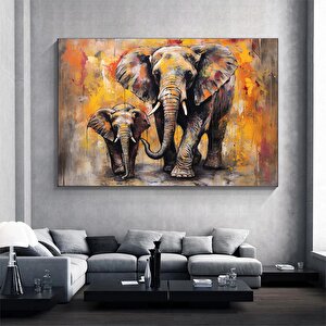 Anne Ve Yavru Fil Baskısı; Yürüyen Fil Kanvas Duvar Sanatı; Fil Kanvas Resmi; Hayvan Krallığı; Asmay