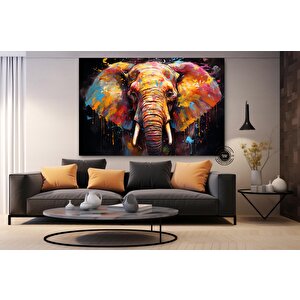 Fil Kanvas Tablo, Renkli Pop Art Fil Tablosu, Afrika Fil Dekoru