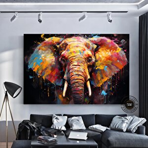 Fil Kanvas Tablo, Renkli Pop Art Fil Tablosu, Afrika Fil Dekoru